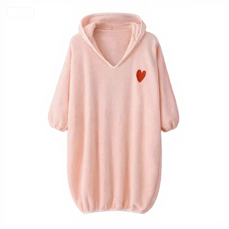 

Girls Hooded Bathrobes Children Winter Fleece Bath Robes Towel Velvet Pajamas Gown