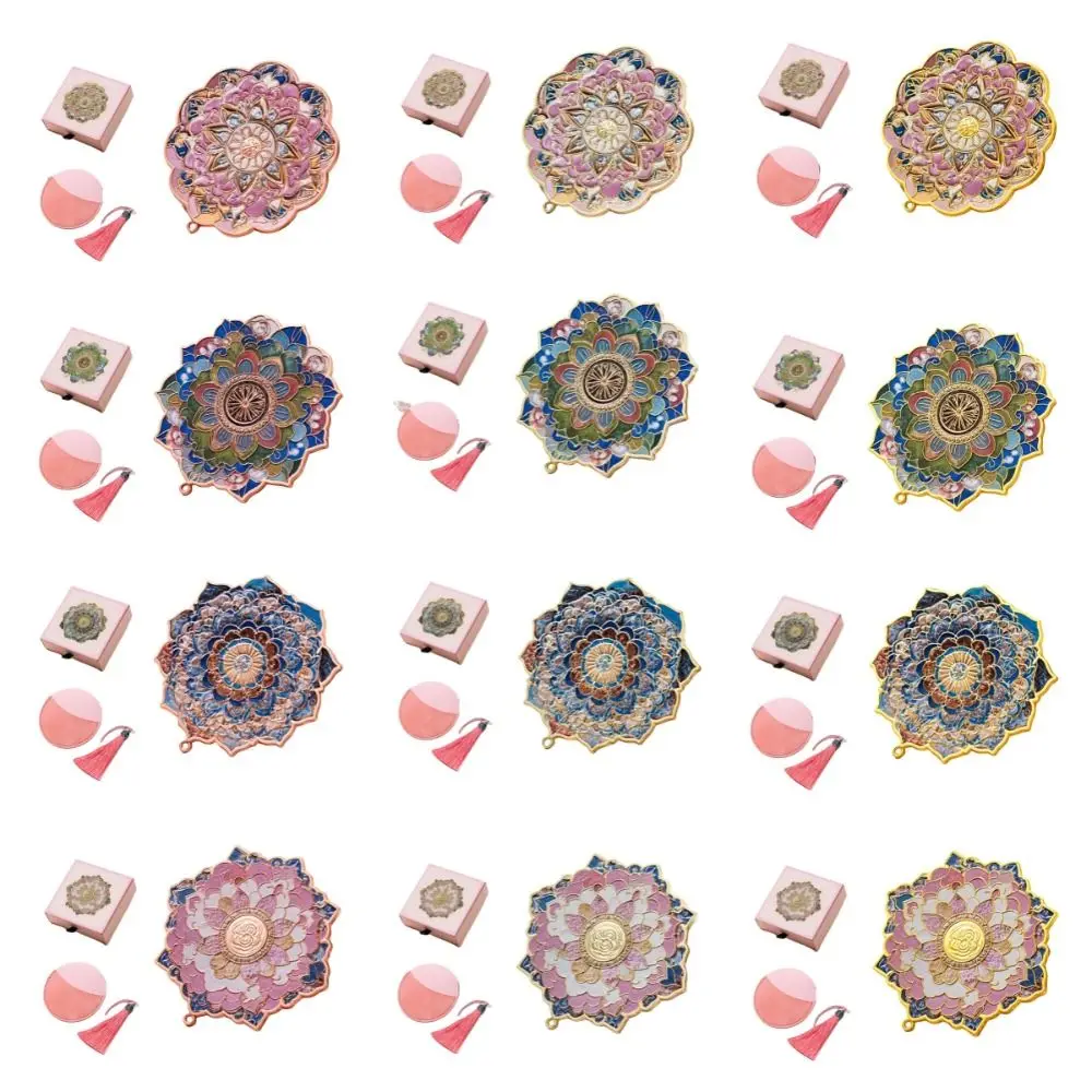 Dunhuang Exquisiter chinesischer Stil Spiegel Kupfer Quaste 3D Blume Make-up Spiegel Runde Form Make-up-Tool Kosmetikspiegel Geschenk