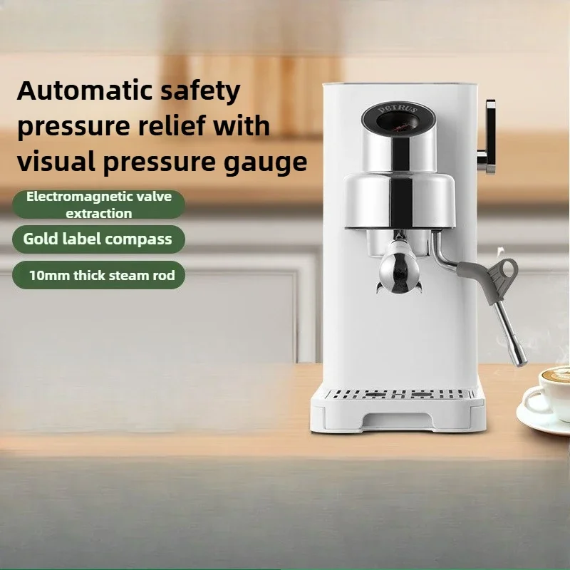 220V Italian Household Small Semi-automatic Steam Milk Foam Coffee Machine 1250W 1.2L Water Tank 1.5MPa Visual Pressure Gauge