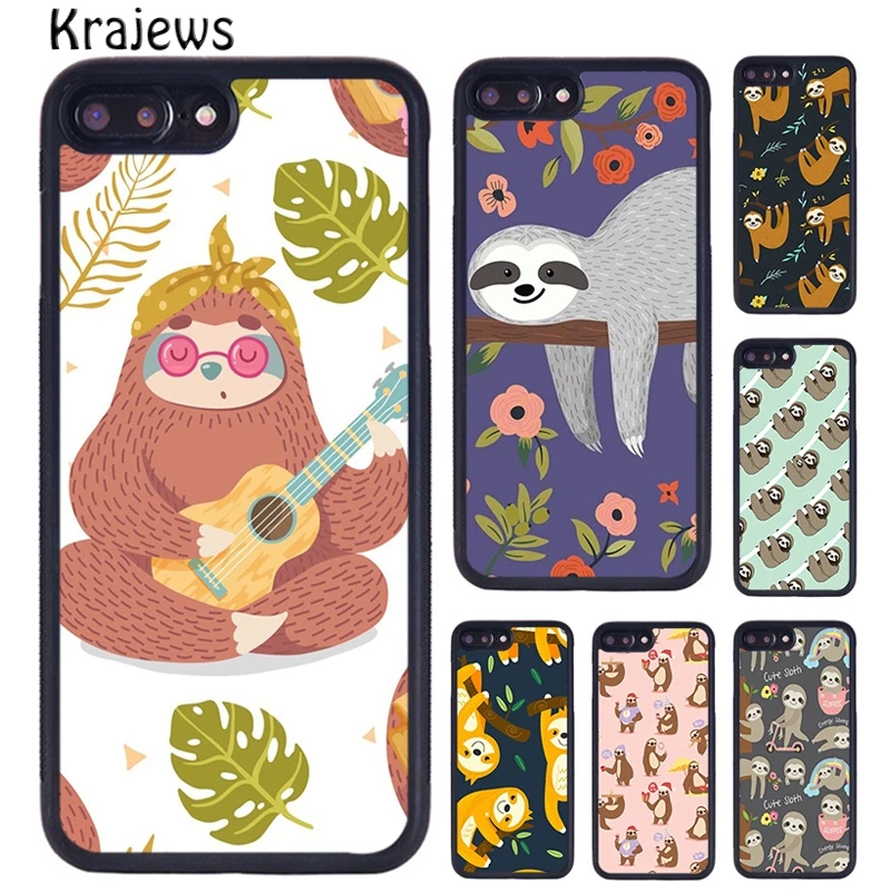 Krajews Sloths floral Style Phone Case Cover For iPhone 16 15 14 plus X XR XS 11 12 13 pro max coque