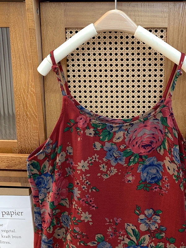 Gilet estivo da donna ampio Svel Retro etnico Sle Stampa floreale Cotone rotondo Ne Top di media lunghezza giapponese di fascia alta plus...