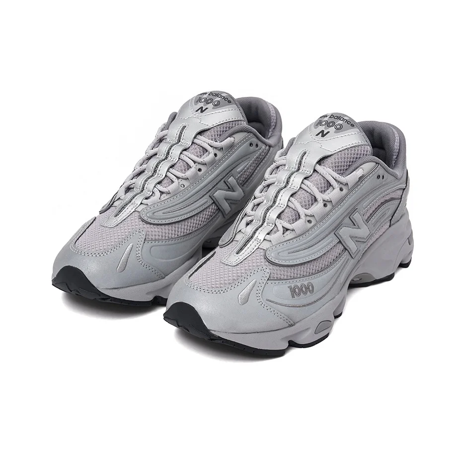 حذاء جري كاجوال مريح بمقدمة مستديرة من New Balance NB 1000 للرجال، لون رمادي فضي #4