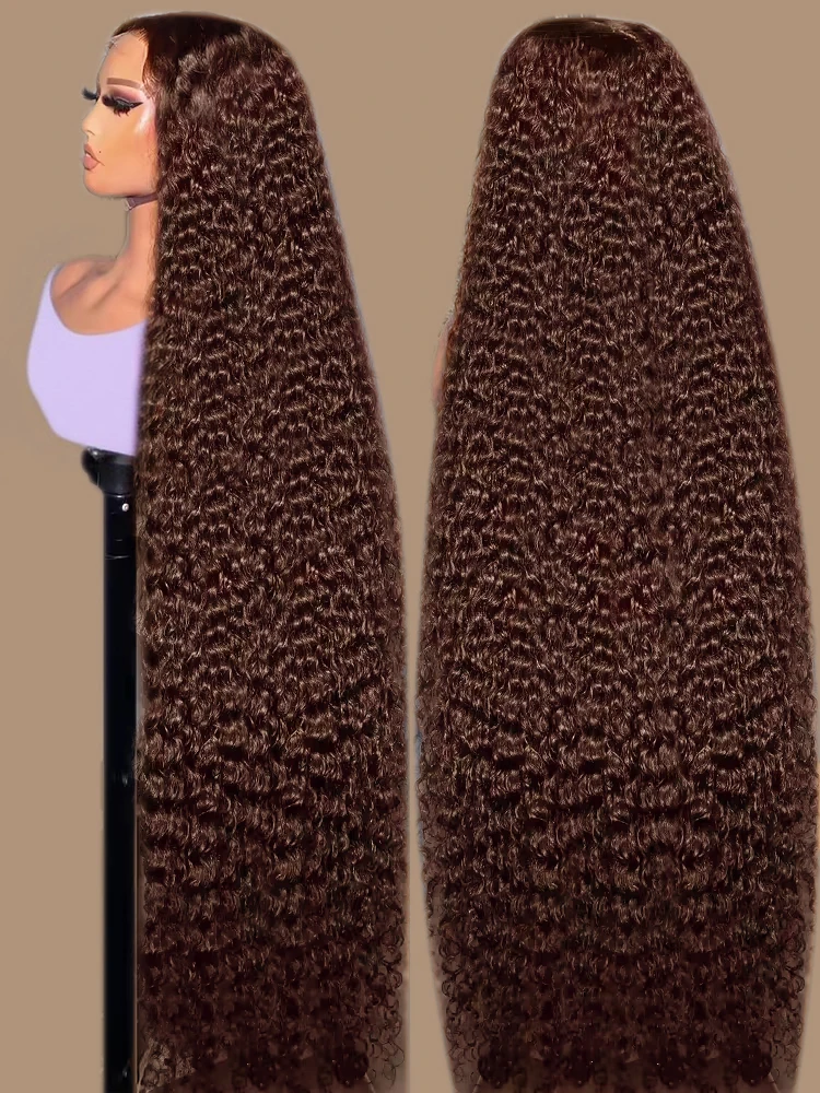 250% الكثافة الشوكولاته البني فضفاض موجة عميقة 30 40 بوصة 13x6 13x4 HD الدانتيل أمامي باروكة من شعر طبيعي البرازيلي مجعد الباروكات للنساء