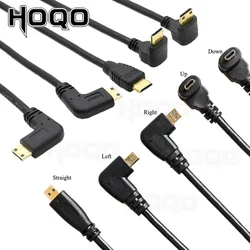 Câble Micro HDMI vers HDMI pour appareil photo numérique, compatible avec Sony a6400, GH4, tablette, angle droit, 90 pièces, 50cm, 150cm