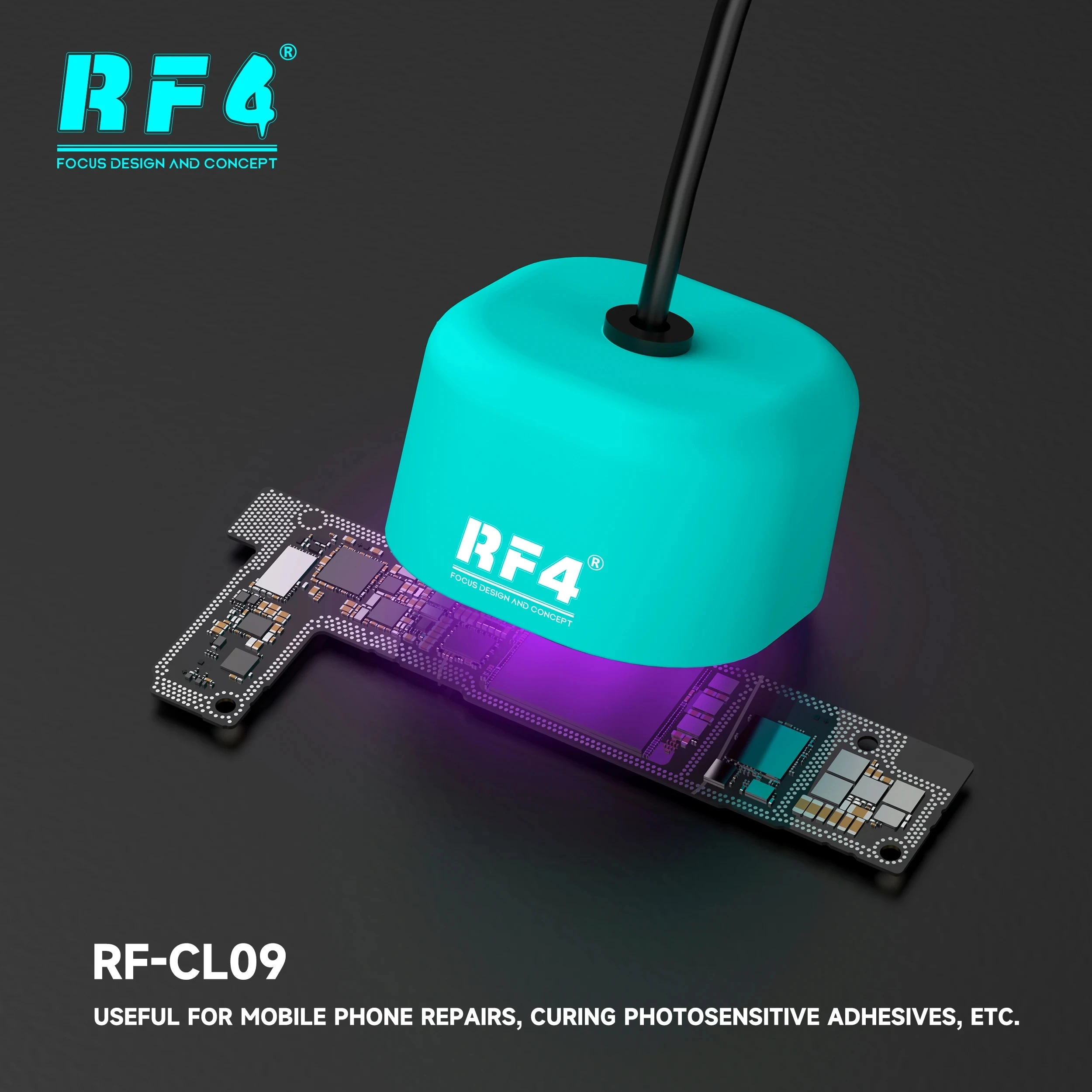 RF4 RF-CL09 Compact UV Curing Lamp with 9 Bright Beads - USB Powered for Mobile Phone Repair & Precision UV Glue Curing