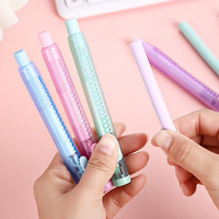 Transparent Press Retractable Eraser writing Correction tool Pen shape eraser Replaceable rubber core School Supplies Stationery