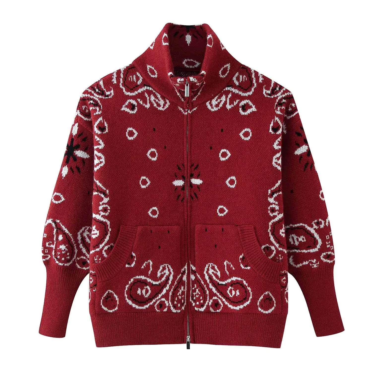 KONDALA Damen Casual Strickjacke mit Reißverschluss 2026 Herbst Winter Trendige Festliche Vintage-Jacke Damen Stehkragen Pullover Strickjacke – Detail 3