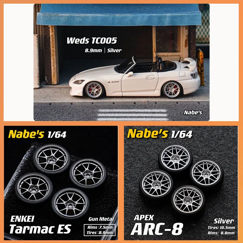 

Modified Wheel Hub 1/64 Nabes Chika TC005/ARC/8HLT 8.9/9.7/10.5mm Rubber Tires Suitable for 1:64 Static Model Cars Resin Wheels