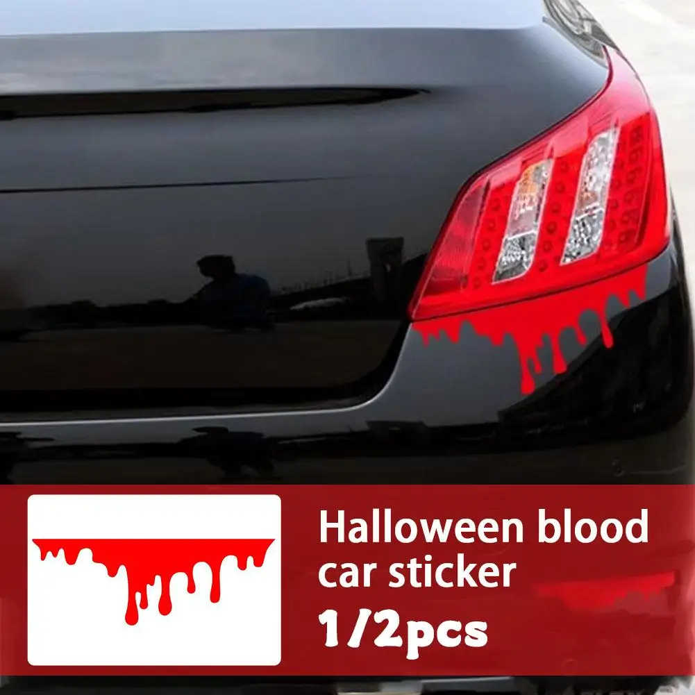 1/2pcs Halloween Blood Drips Car Sticker Headlight Bumper Automotive Decorative Accessories Waterproof Glass O1U2