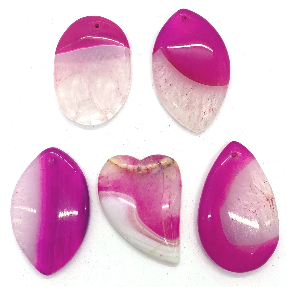 

5pcs Natural Stone Necklace Pendant Oval Water Drop Polished Craft Jewelry Pendant Color Agate Charms for DIY Jewelry Making