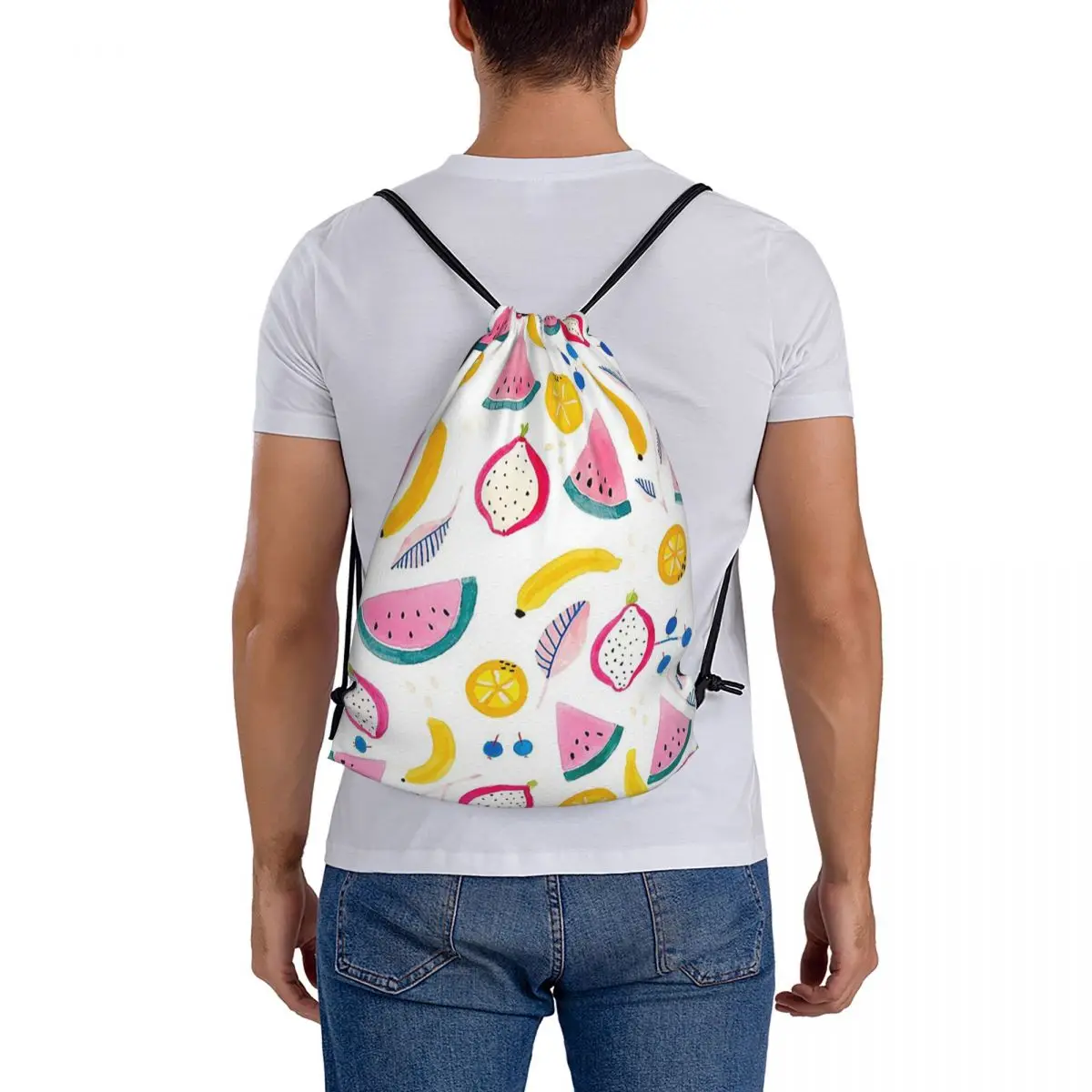 Mochilas de ensalada de frutas, bolsas con cordón portátiles de moda, paquete de bolsillo, bolsa deportiva, bolsas de libros para estudiantes de viaje