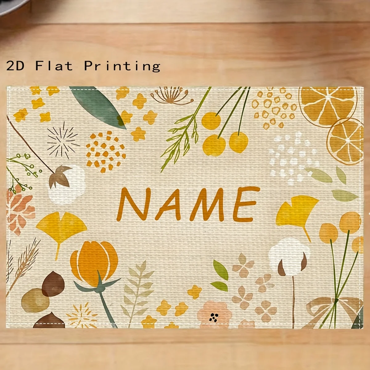 2D Fashionable Autumn Floral Table Mat with Customizable Characters, Very Suitable for Dinner And Home Decoration