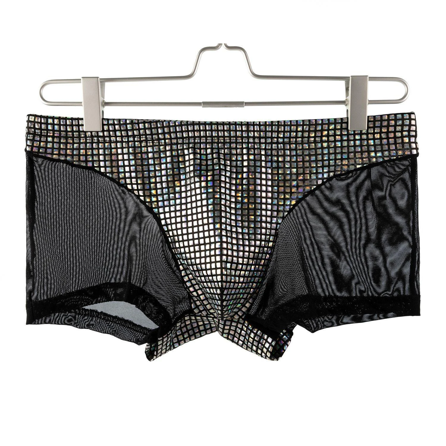 

Men's Underwear Sequins Ice Silk No Trace Mid Waist Breathable Boxer Briefs