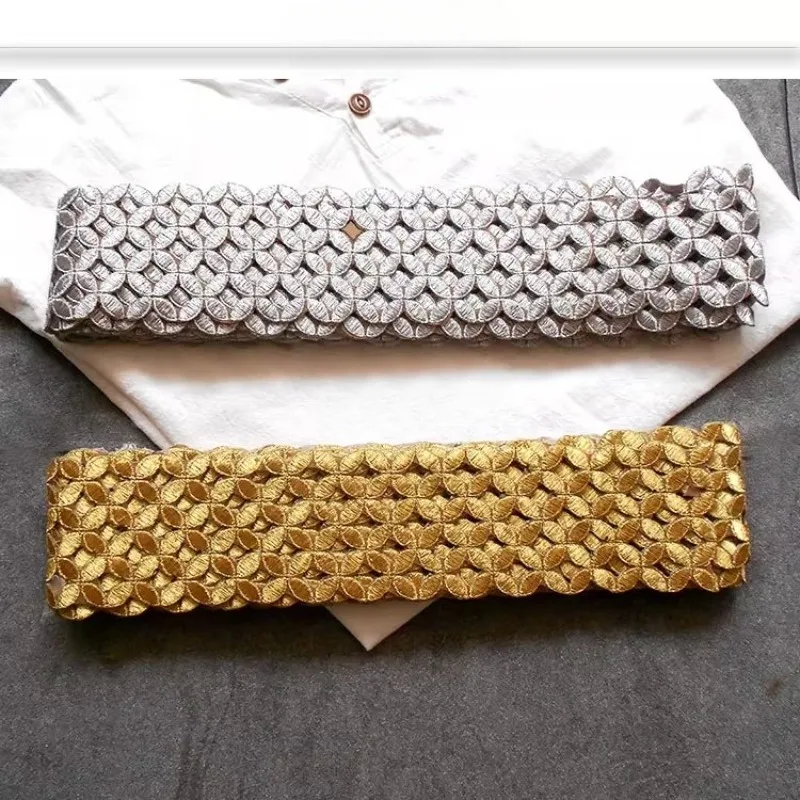 

4m， Gold, Silver, Copper Coins, Hollowed Out Embroidery, Vintage Lace, Handmade Clothing, Curtains, Decorative Accessories