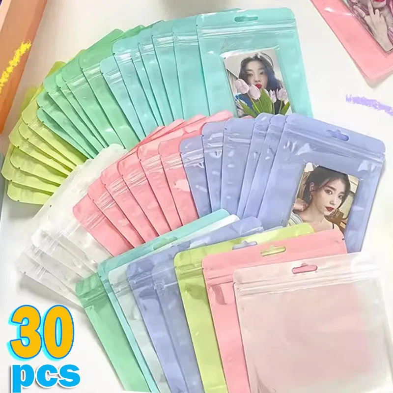 10/20/30pcs Zip Bags Candy Color Pouches Reclosable Plastic Jewelry Cookie Food Storage Bag Zipper Bag Clear Gift Packaging Case