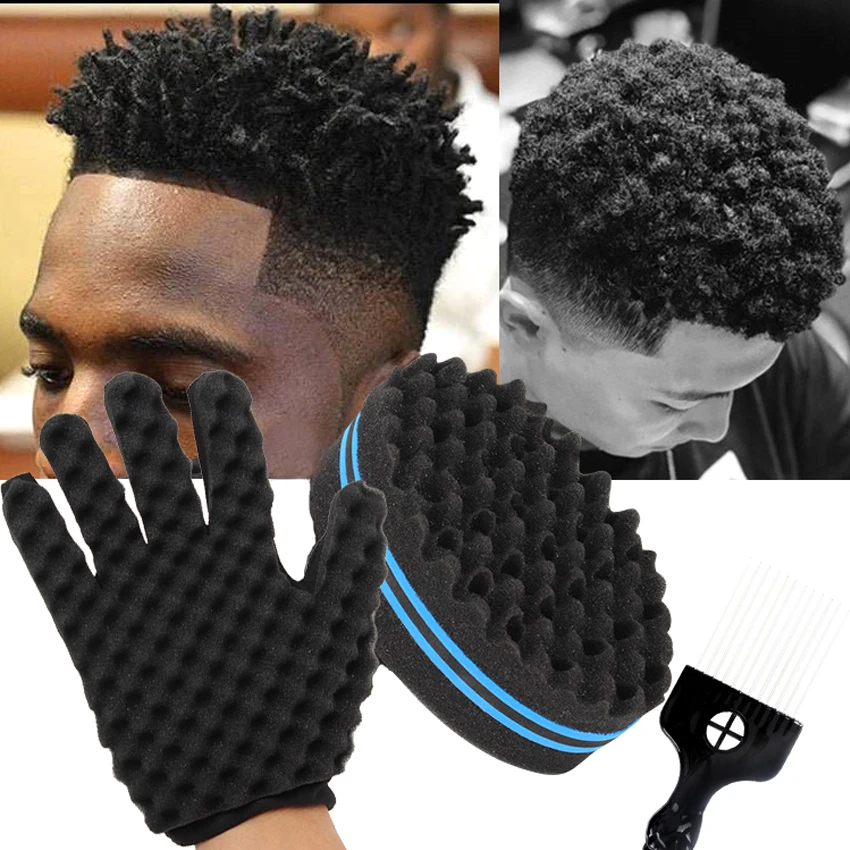 

African Hair Care Styling Tools Twist Afro Hair Comb Sponge Gloves Barber Shop Sponge Curls Fork Comb Salon Hairdressing Tools