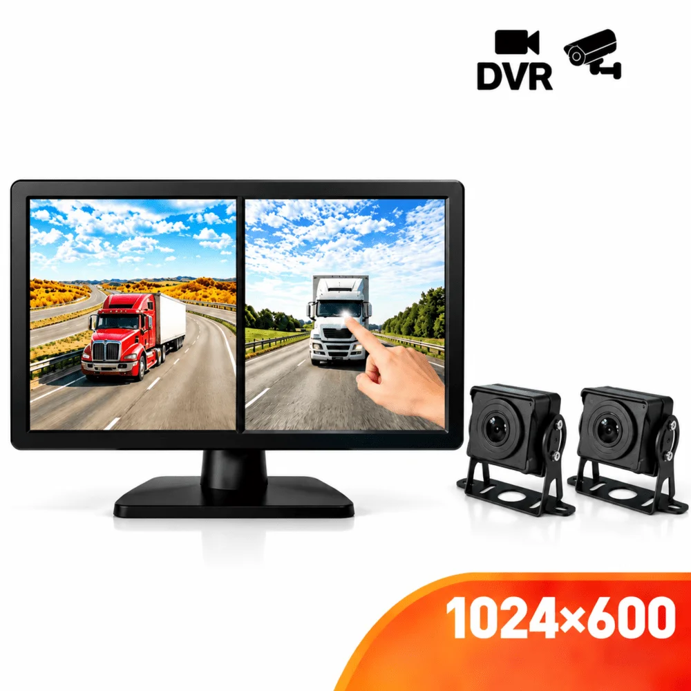 8 Inch AHD 4CH Truck Dash Cam 2.5D Touch Screen IPS 1024x600 Car DVR Voice Control MP5 Multimedia Monitor for Truck Bus RV Van