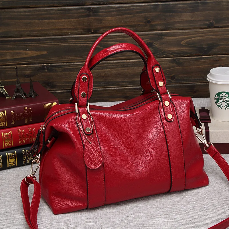 2023 Female Large Capacity Top-handle Bags High Quality Leather Women Handbags Luxury Ladies Boston Bags Shoulder Crossbody Bags