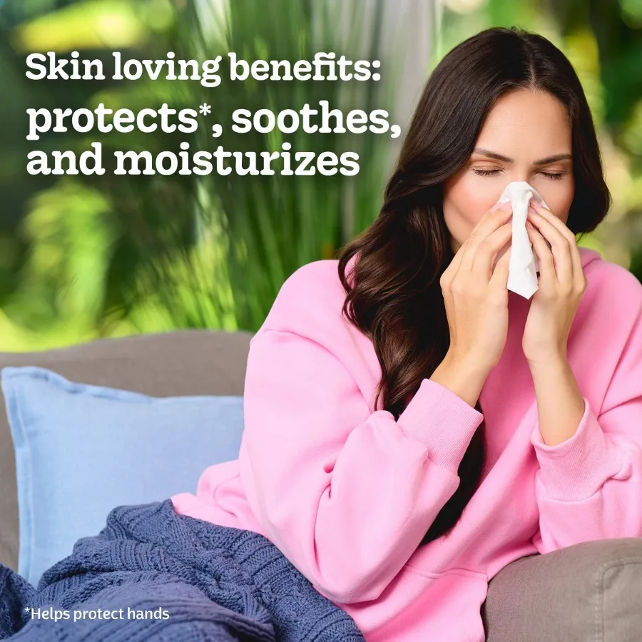 60ct Lotion 3‑Ply Facial Tissues, Square Container Soft Lotion‑Coated Disposable Tissues for Daily Household Use
