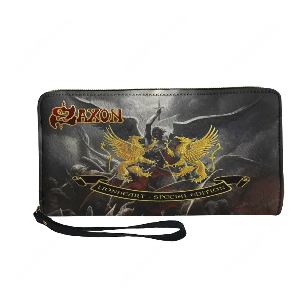 Saxon Heavy Metals Band Custom Wallet Purse Mens Womens Teenagers Zipper Long Wallets Double Print  Portable Wallet Gift Bag