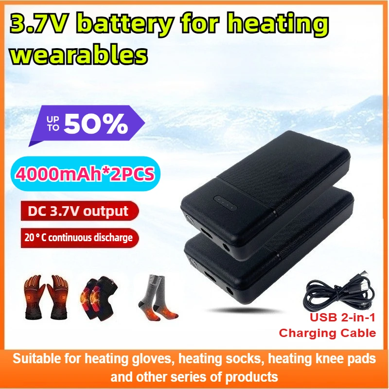 

Heating Product-Specific Li-ion Battery 3.7V 4000mAh for Heated Gloves Suitable Socks Scarves and Clothing Mobile Power Supply