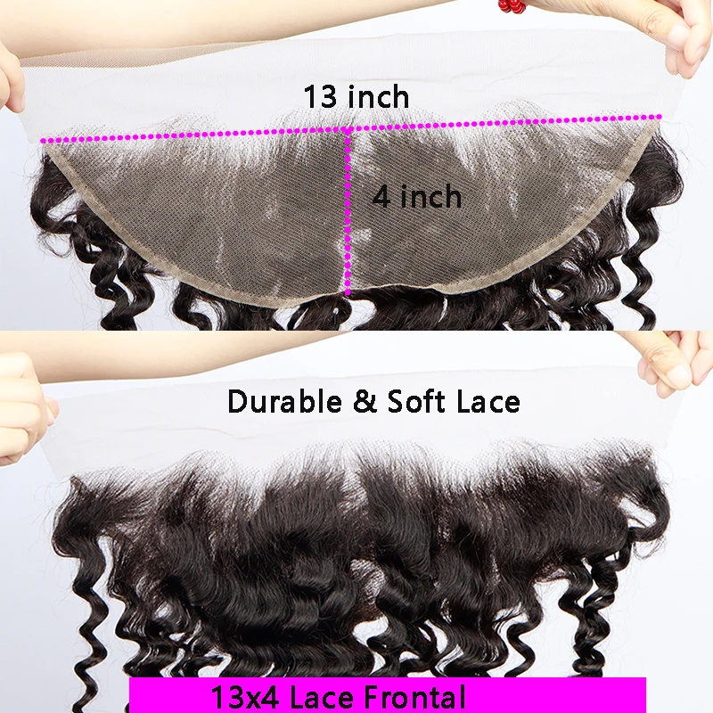 13X4 Kant Frontale Alleen Menselijk Haar Kleine Spiralen Krullend Kant Frontale Sluiting Braziliaanse Kinky Krullend Virgin Sluiting Pixie krullen 3B3C