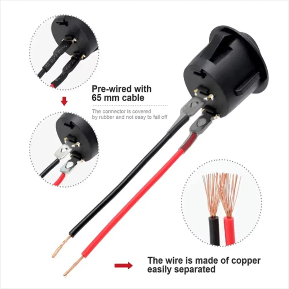Mini Size 2 Pin Round Rocker Switch Black ON-OFF SPST Switch 12 Volt DC Terminal 15CM on Off Switch Car Automotive