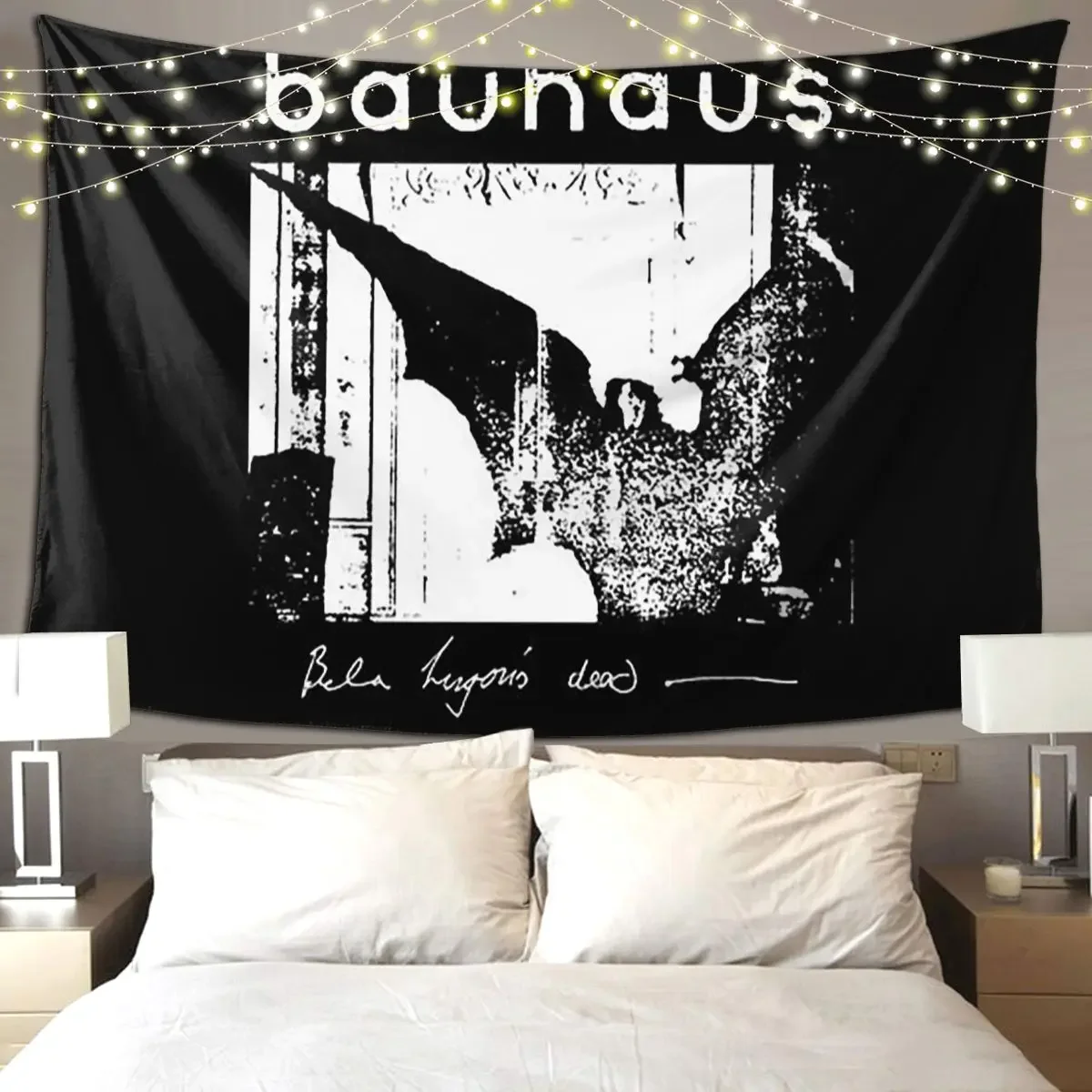 Bauhaus - Bat Wings - Bela Lugosi's Dead Tapestry Hippie Wall Hanging Aesthetic Home Tapestries for Room Bedroom Dorm Room