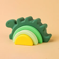 Baby Toys Silicone Building Block Silicone Teether Rocket Soft Block Educational Montessori Toys Stacking Blocks