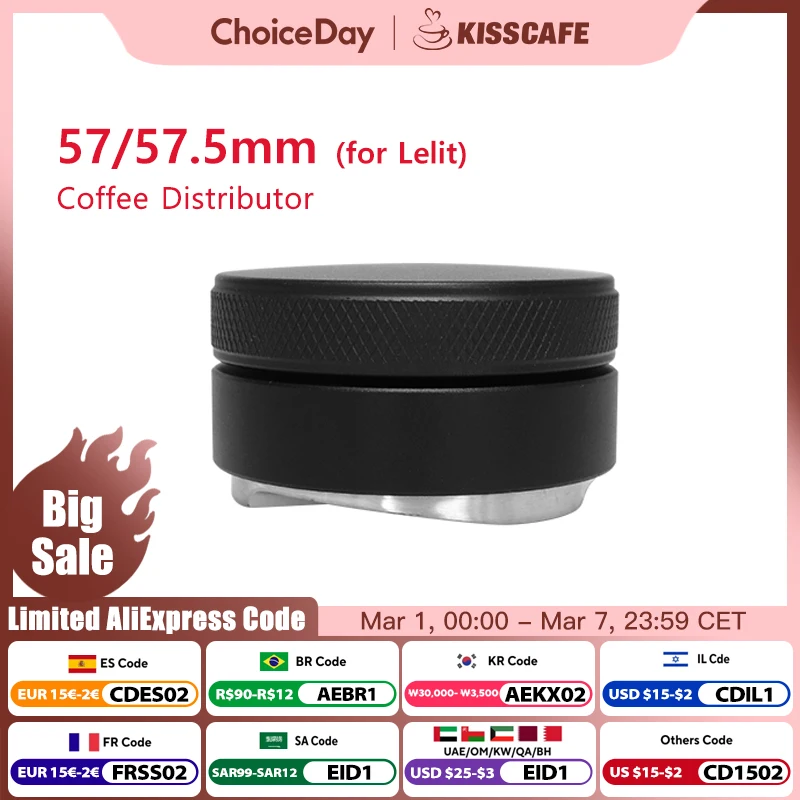 Coffee Distributor 57MM 57.5MM For Lelit Anna Machine Tamper Leveler Tool Adjustable Barista Espresso Parts Corner Accessories