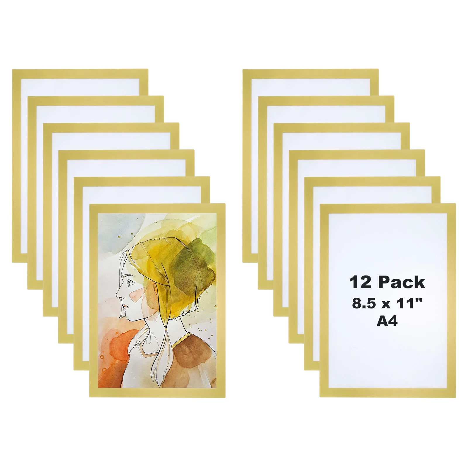 

12Pcs Magnetic Sign Holder Magnetic Display Frame Self Adhesive Reusable A4 Magnetic Picture Frame Double Sided for Wall Photo