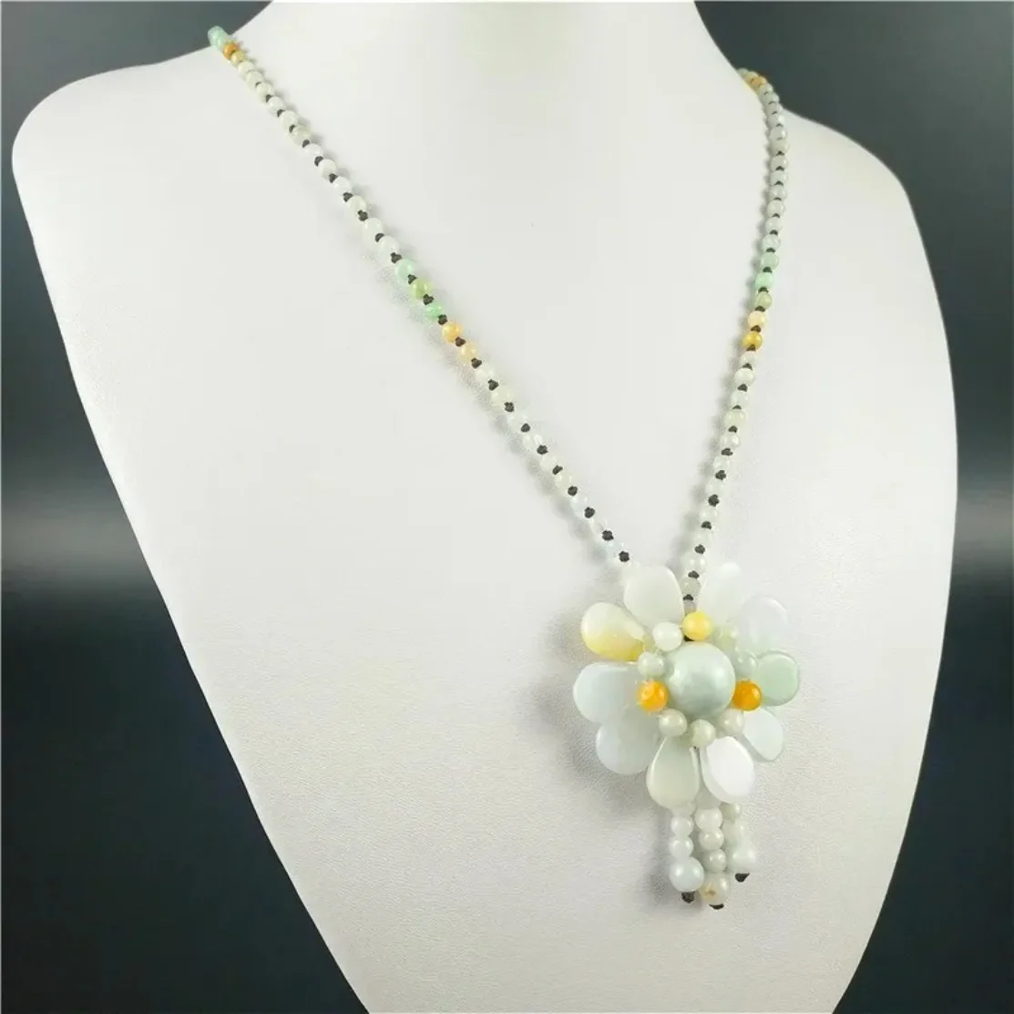 Certified Burmese Jade Sunflower Pendant Jadeite Emerald Beads Necklace Charm Jewellery Fashion Accessories Hand-Carved Amulet view 5