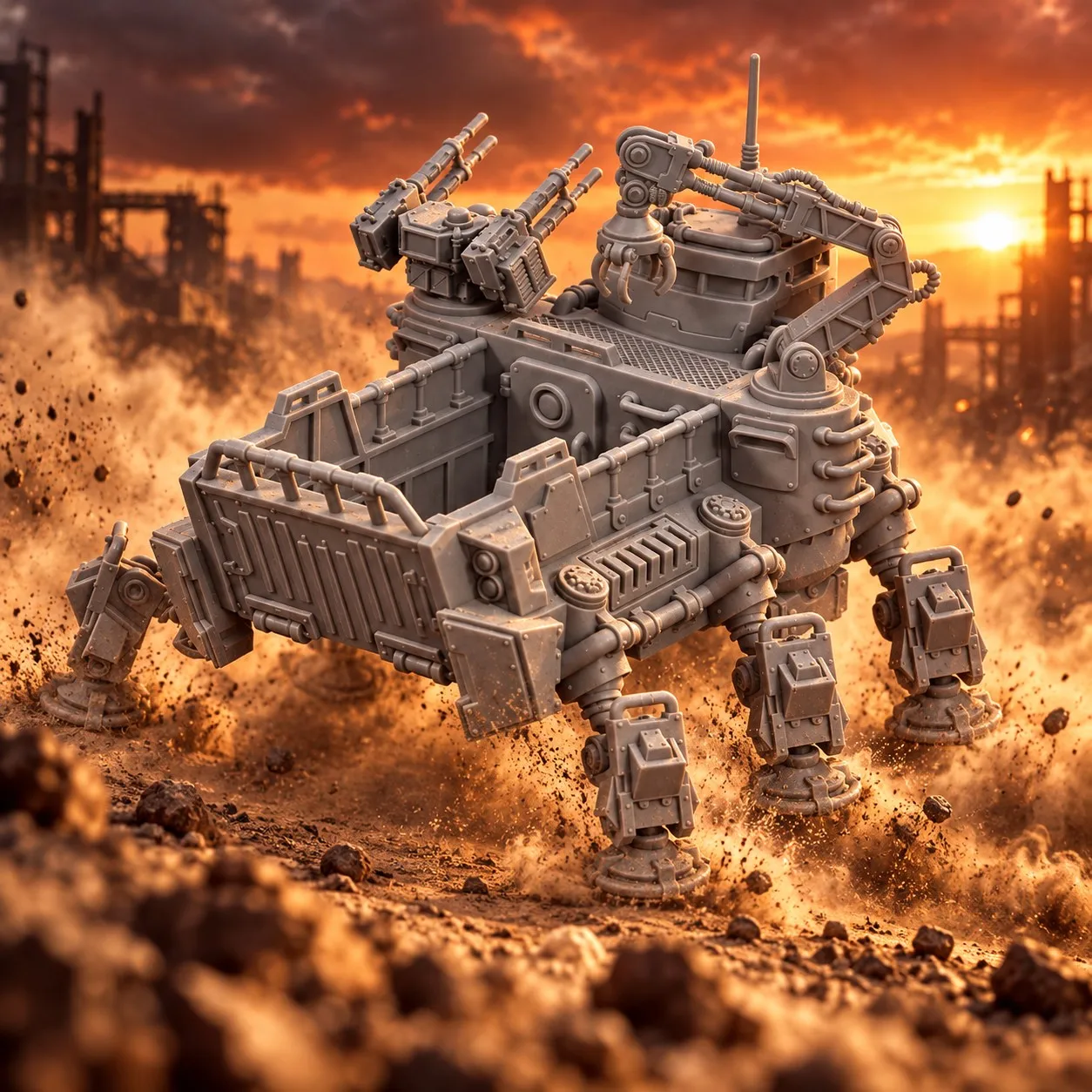 Post-Apocalyptic Multi-Legged Transport Crawler, Futuristic Heavy Duty Mech Truck , Sci-Fi Dystopian Diorama Props Accessorie