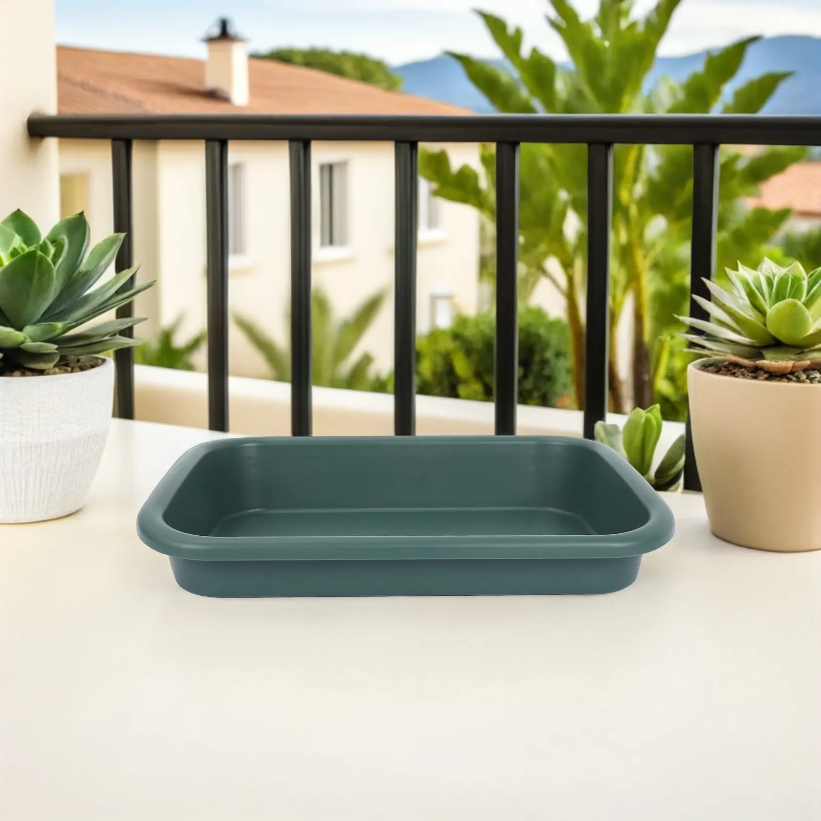 Plastic Plant Saucer Rectangular Drip Tray for Succulent Pots 17x12x3.2 Inch Indoor Windowsill Patio Plant Water Catcher Tray