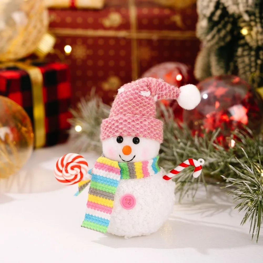 Cartoon Lighted Snowman Ornament Scarf Accent Creative Christmas Night Light Fabric Hat Cute Christmas Decor Lamp