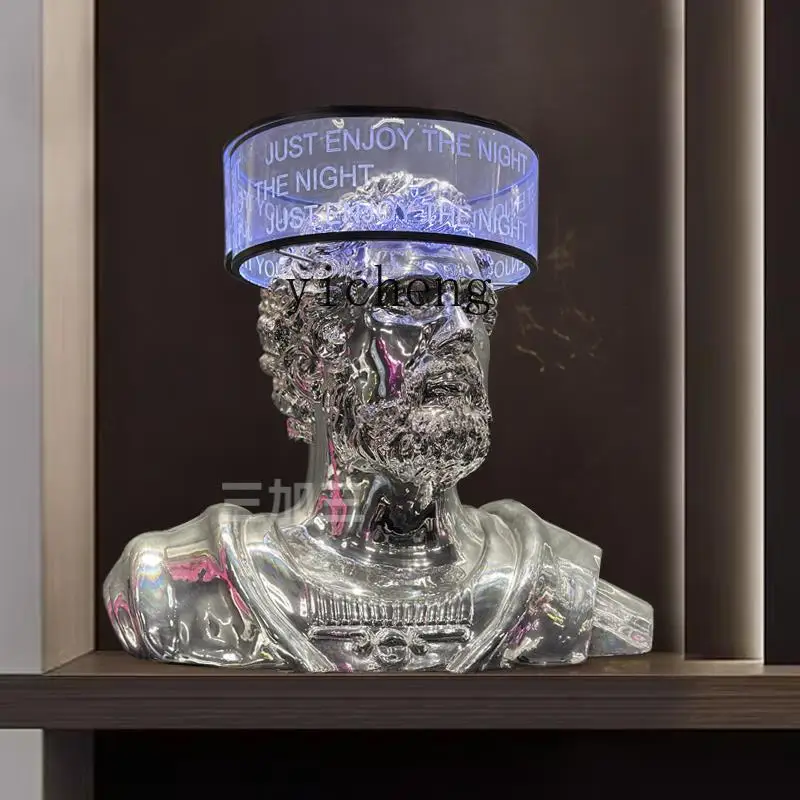 BJ-12   Bar Soft Decoration Character Sculpture Cyberpunk Restaurant Large Head Glowing Ornament