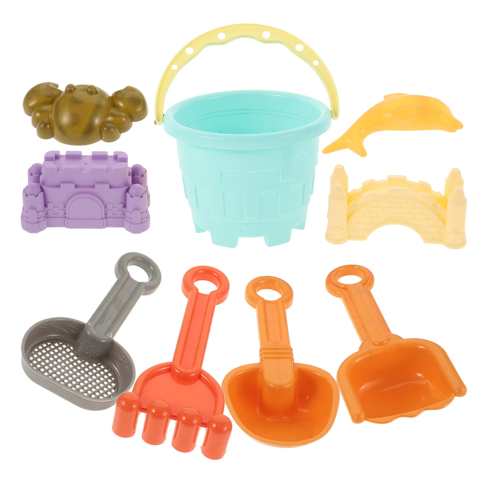 

9 Pcs Beach Rake Buckets for Kids Toy Sand Castle Building Kit Adults Mold Shovels Child Water Playing Toys