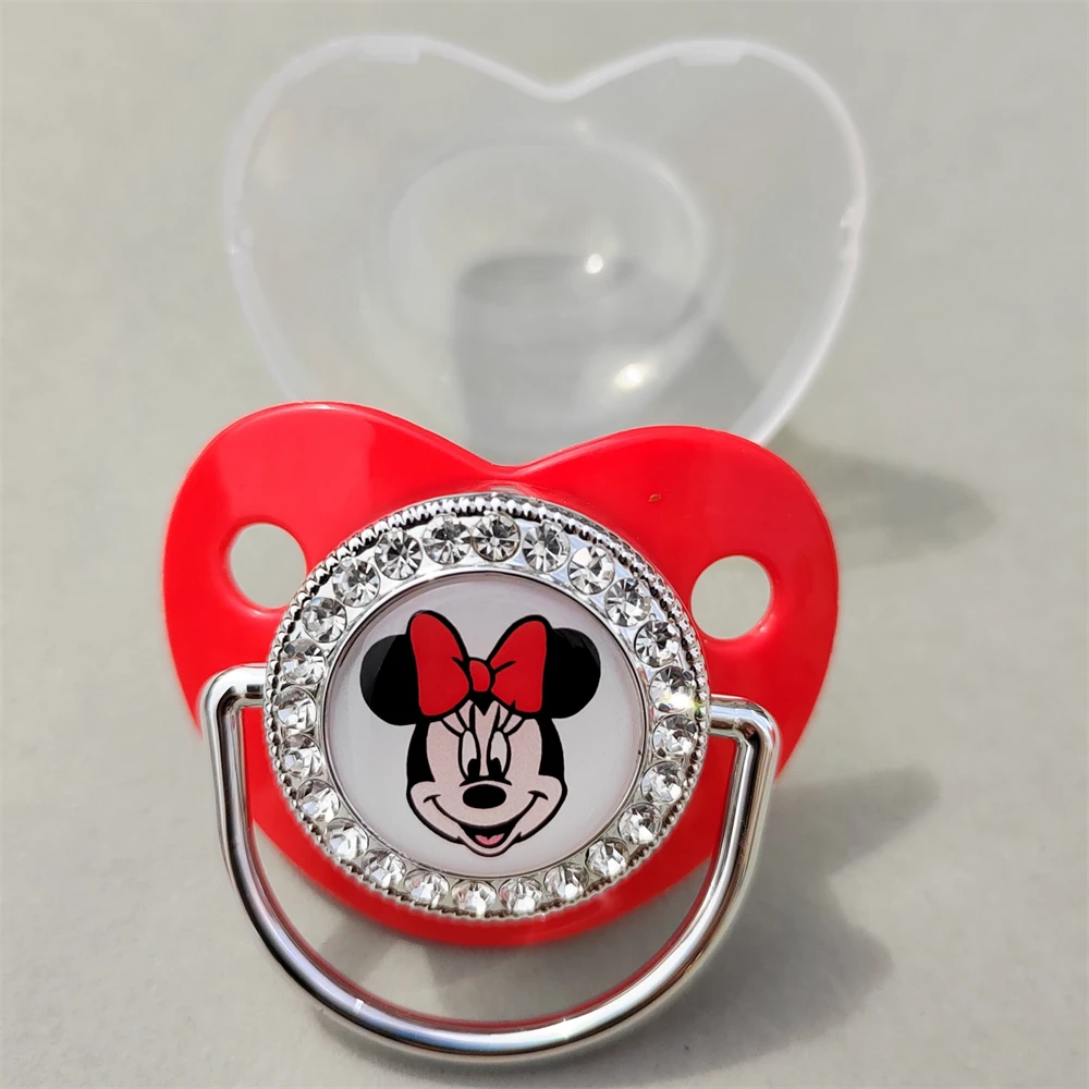 ใหม่ Minnie เมาส์สีแดง Bling หัวเล็กตุ๊กตายัดไส้ด้วยผ้าฝ้าย PP ห่วง/คลิป/ผู้ถือสำหรับปลอมเรียบเนียน