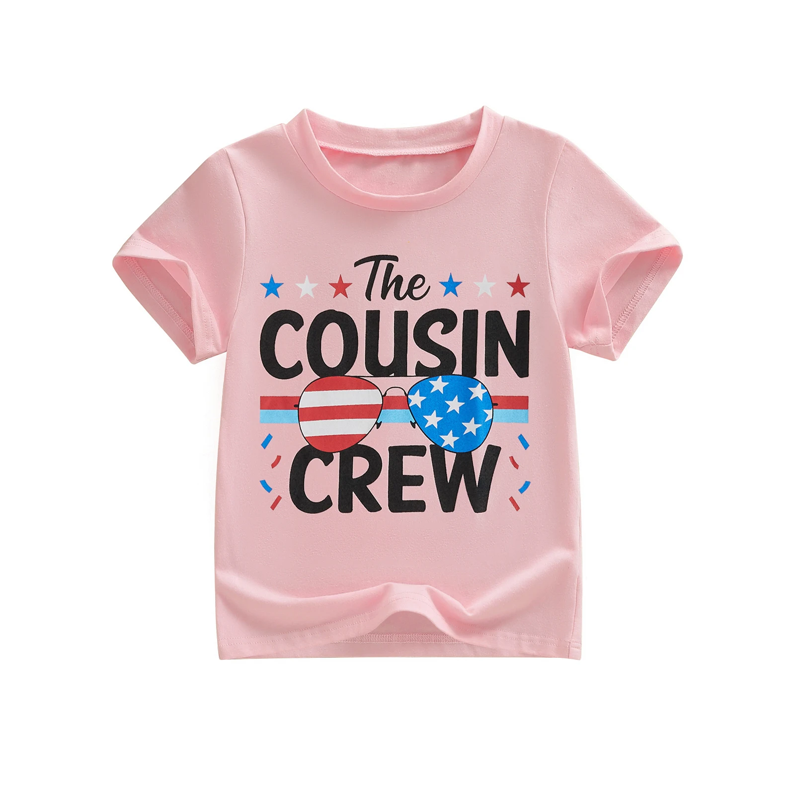 

Детские футболки на 4-е июля, модные футболки с короткими рукавами и круглым вырезом, топы с принтом солнцезащитных очков, футболки для малышей