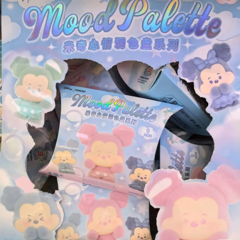 미키 무드 팔레트 시리즈 블라인드 박스 애니메이션 피규어 트렌디 미니 데스크탑 장식품 수집용 장난감 선물 트렌디한 수집가를 위한 선물