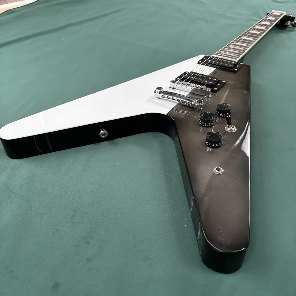 Black and gray smudged electric guitar, smooth feeling rosewood fingerboard guitars, heavy metal rock electric guitarra view 5