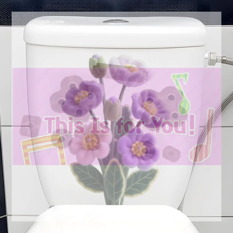【MA】PVC Flowers Toilet Sticker Waterproof Anti Slip Removable Bathroom Realistic Beach Floor Decal Bathtub Seashore Decor