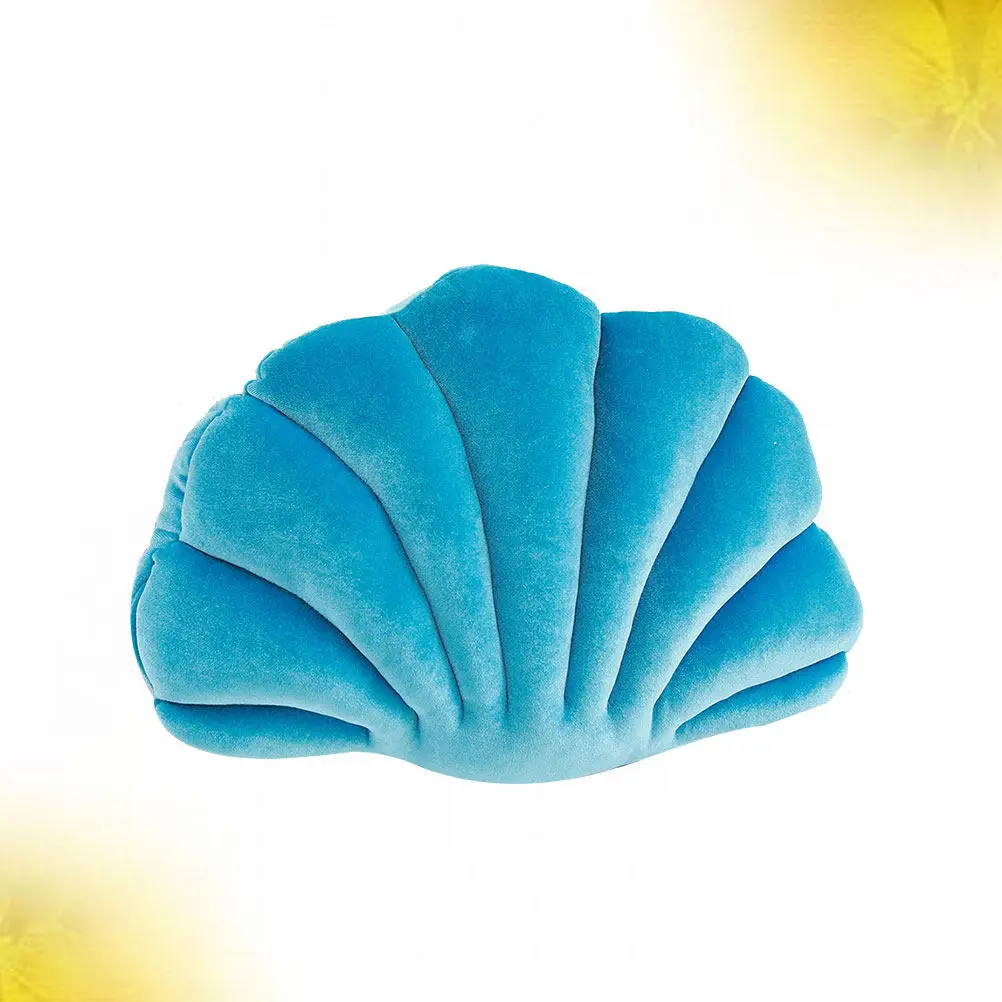 1Pcs Shell Shape Throw Pillow Soft Comfortable Back Cushion Creative Home Office Car Cushion Blue Size 2 Throw Pillow