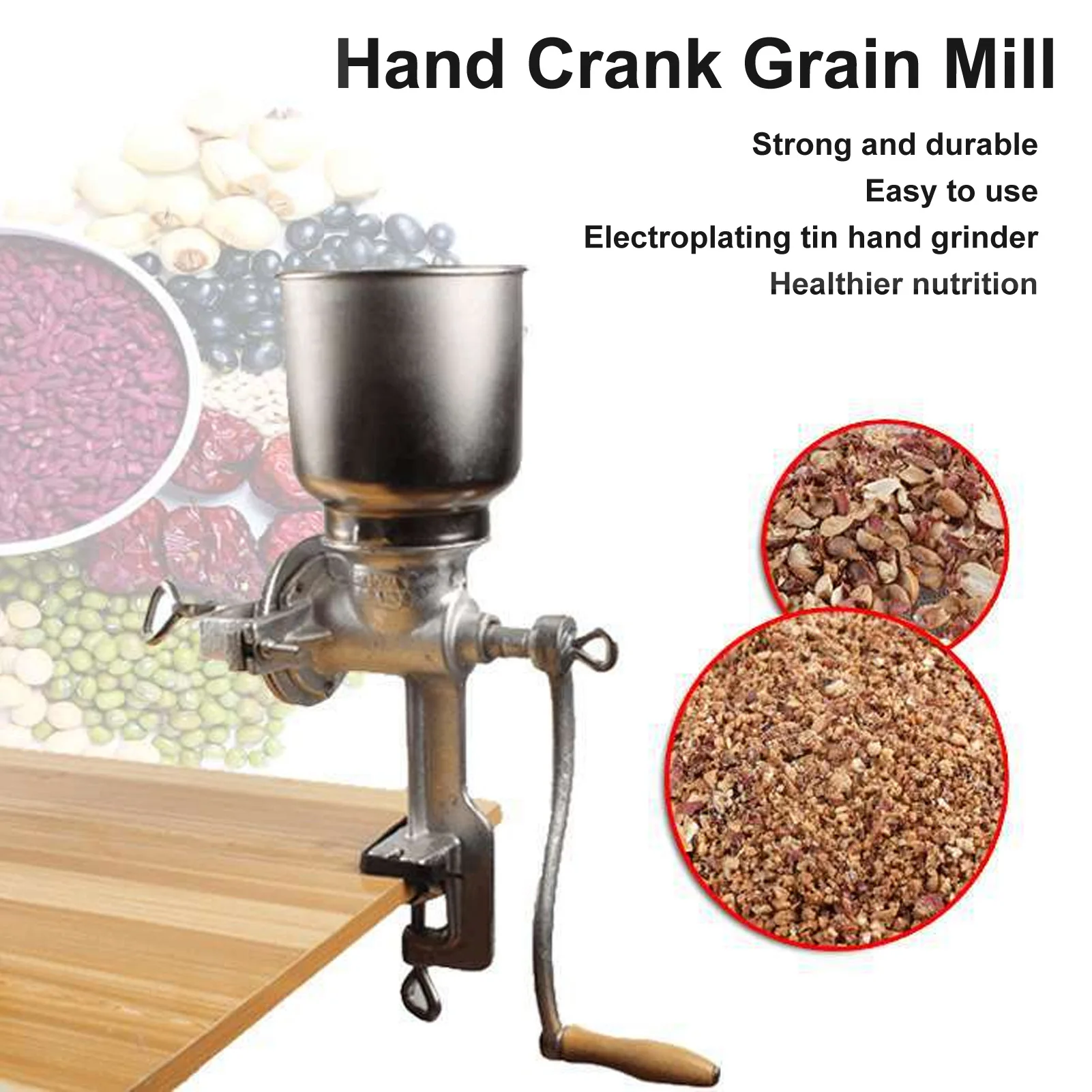 

Ручная мельница для зерна, оловянное покрытие, чугунная ручная мельница для кукурузы, ручная мельница для овся, пшеницы, кофе, орехи, рисовая мука для дома