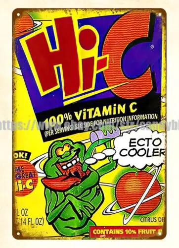 Hi-C Ecto Cooler drink metal tin sign inspirational retro home decor wall art