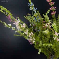 SunMade 5 Forks Pastoral Salvia Grass Plastic Fake Flowers Home Decor Dining Table Decoration Accessories Plantas Artificiales