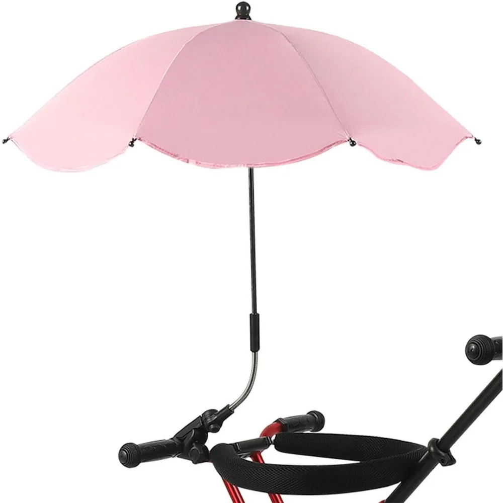 Universal Baby Stroller Umbrella Sunshade, 360° Adjustable UV Protection Pram Parasol with Clip for Pushchair Buggy Canopy