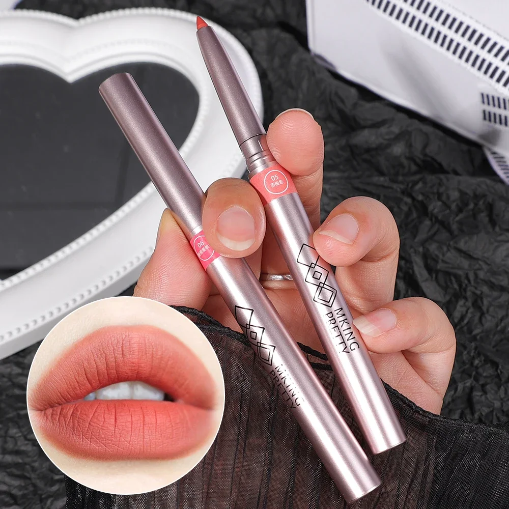 Lápis de batom fosco impermeável, lipliner nu, batom de contorno, copo antiaderente duradouro, maquiagem sexy, vermelho, cosméticos rosa