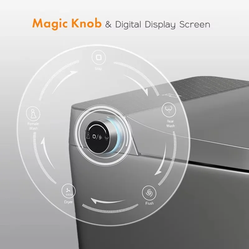 Gray Wall Hung Modern Smart Toilet One Piece Integrated Intelligent Toilet Seat