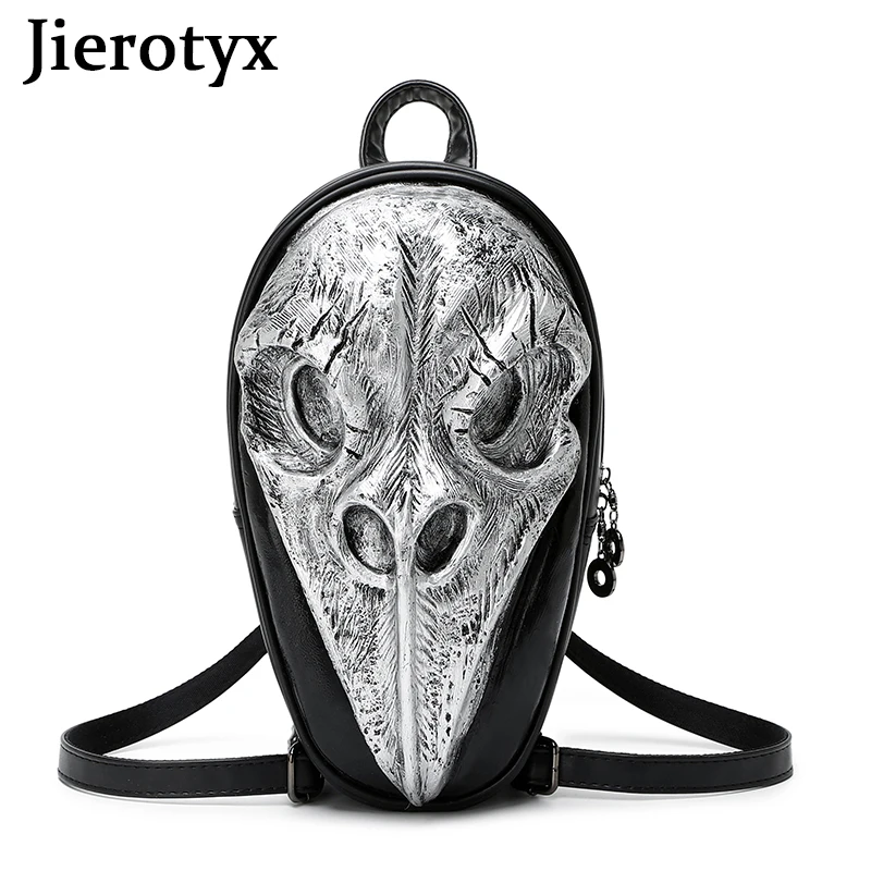 

JIEROTYX Gothic Embossed Skull Travel Backpack Women Halloween Gift Shoulder Anti-theft Bag Ipad Pocket Pouch Mochila Girls